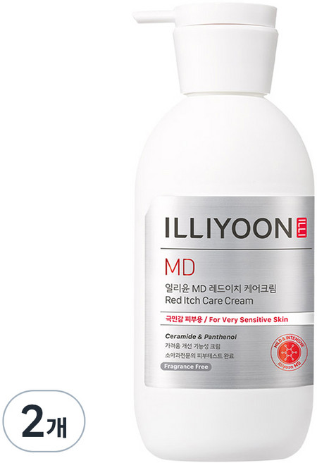 일리윤 MD 레드이치 케어 크림 무향, 330ml, 2개