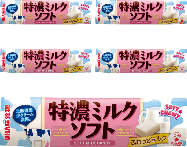 UHA 味覺糖 特濃牛奶味軟糖 北海道牛奶 口感Q彈 獨立包裝, 50g, 5條