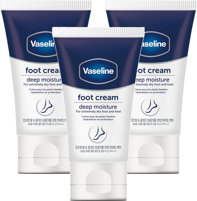 바세린 딥 모이스처 풋크림, 1개입, 3개, 55g