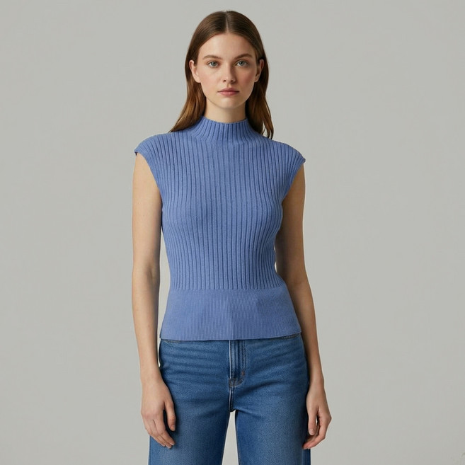 온앤온 여성용 골지 슬리브리스 풀오버 니트 NEK3AP814