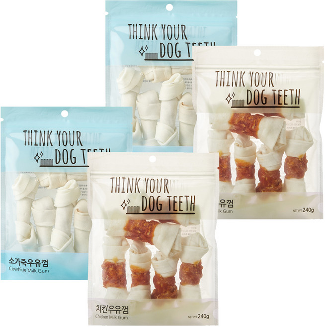 Think your dog teeth 소가죽 6p + 치킨 6p 세트, 소가죽, 치킨, 2세트, 450g