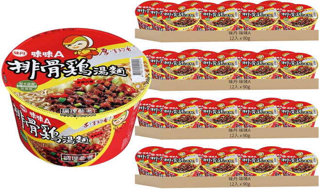 味丹 味味A 排骨雞湯麵 90g, 48入