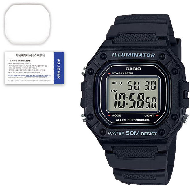 CASIO 卡西歐 樹脂錶帶手錶 W-218H-1A