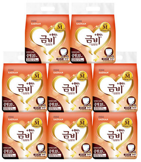 금비 남녀공용 플러스 팬티기저귀, 중형, 10개입, 8개