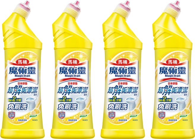 Kao 花王 Magiclean 魔術靈 台灣公司貨 殺菌瞬潔 馬桶清潔劑 檸檬香, 500ml, 4瓶