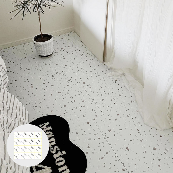 시트몰이 두꺼운 3T 데코타일 45.5 x 45.5 cm 6p + 스티커 32p 세트, 크림 칩, 1세트