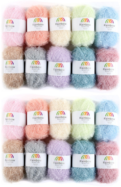 마마니트 레인보우 수세미 뜨개실, 혼합색상, 20개