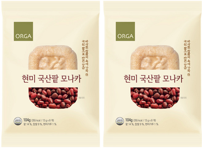 ORGA 糙米國產紅豆最中餅, 2個, 104g