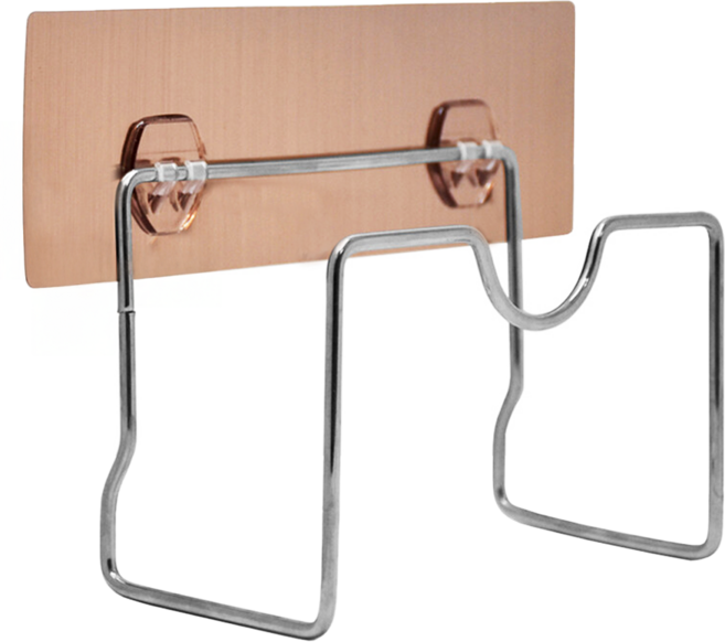 Easy 易立家 304不鏽鋼鍋蓋砧板兩用架 不鏽鋼架16 x 12 x 9cm + 貼片22 x 7.5cm 140g, 玫瑰金色 + 銀色, 1盒