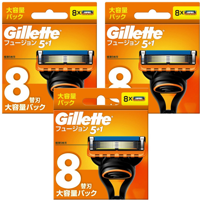 Gillette 吉列 台灣公司貨 Fusion鋒隱系列 刮鬍刀頭, 8個, 3盒