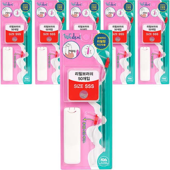 위덴 투웨이 치간 칫솔 I형 SSS 2p + 리필 브러쉬 SSS 50p + 휴대 케이스, 6세트