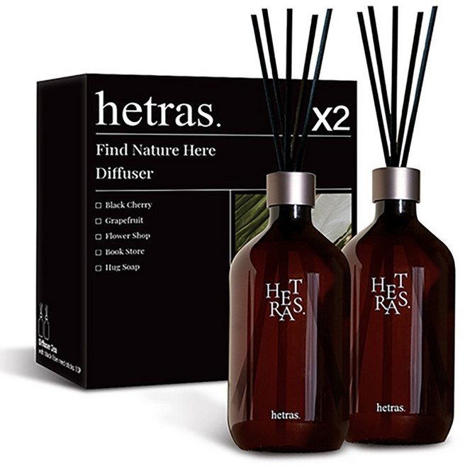 헤트라스 프리미엄 대용량 디퓨저 선물세트 섬유스틱 10p, 로맨틱라벤더, 500ml, 2개
