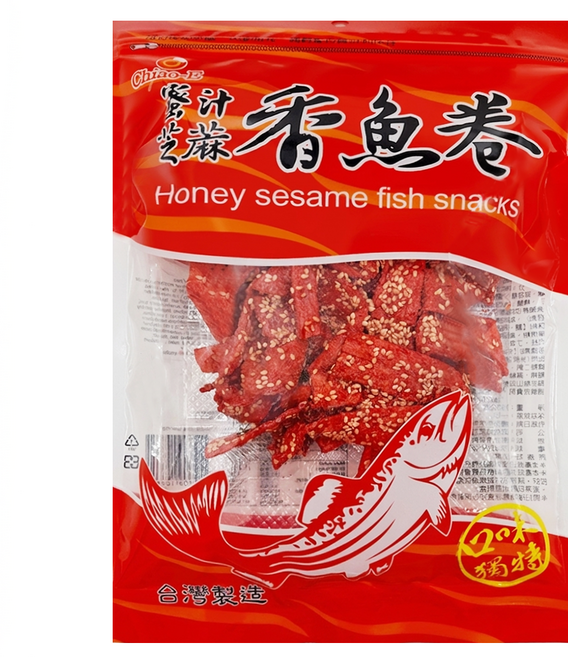 Chiao-E 巧益 香魚卷 蜜汁芝麻, 190g, 1包