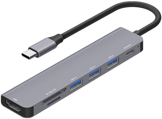 홈플래닛 7포트 USB3.0 멀티허브 DEX미러링 HUB7C-L, 그레이, 1개