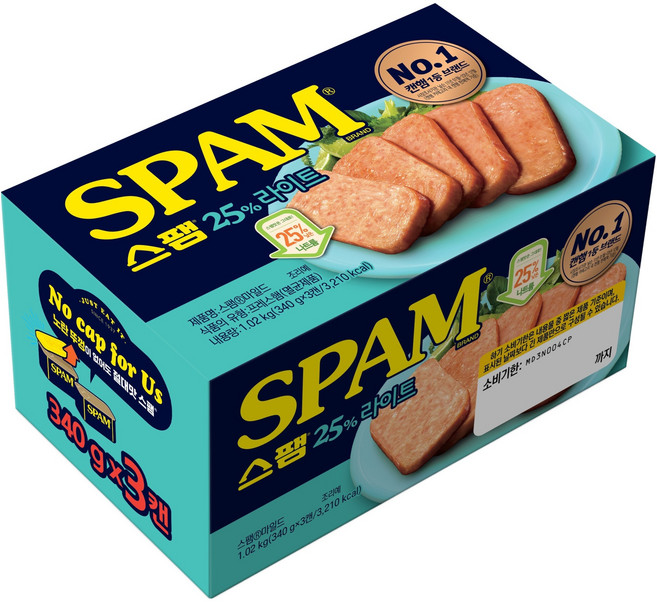 스팸 25% 라이트, 340g, 3개