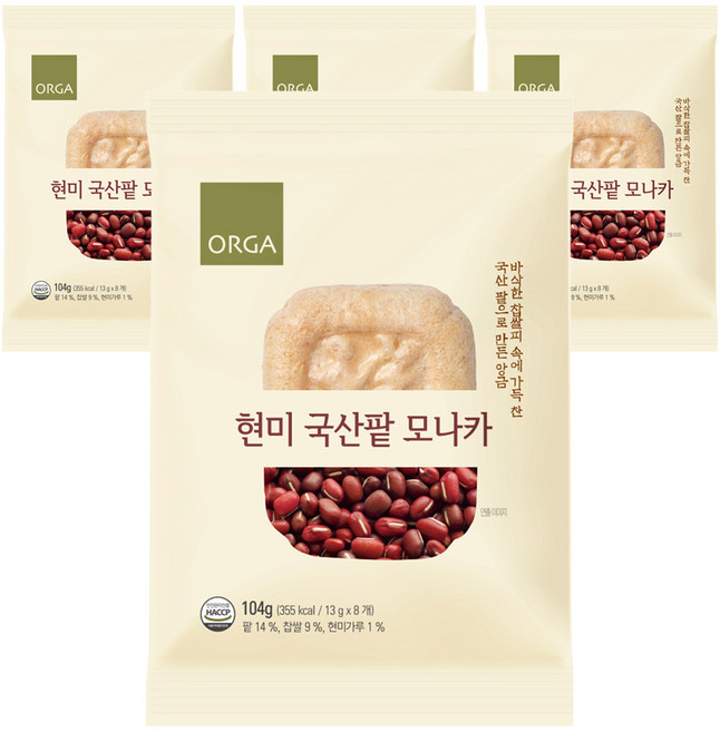 ORGA 糙米國產紅豆最中餅, 4個, 104g