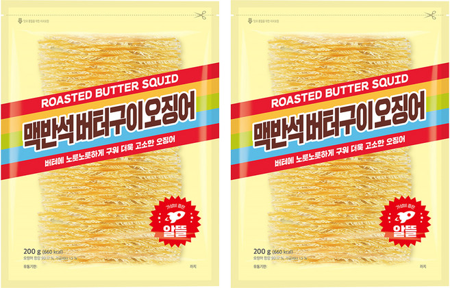 정화식품 맥반석버터구이오징어, 200g, 2개