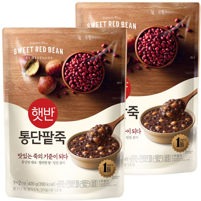 햇반 통단팥죽, 420g, 6개