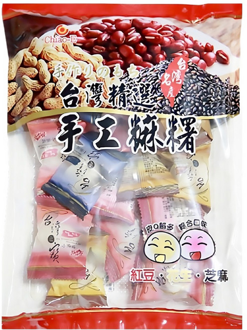 Chiao-E 巧益 綜合麻糬 紅豆 + 花生 + 芝麻 全素, 270g, 1袋