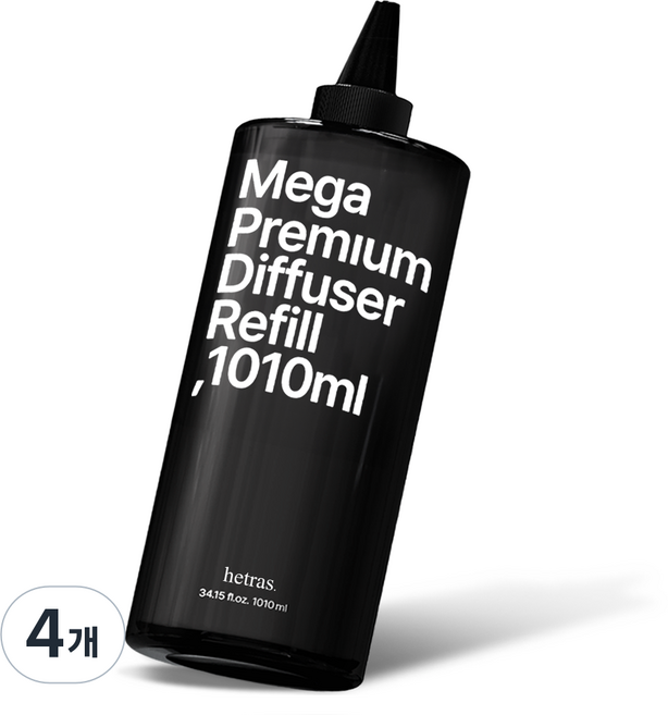 헤트라스 메가 프리미엄 대용량 디퓨저 리필 + 뾰족캡, 플라워파크, 1.01L, 4개