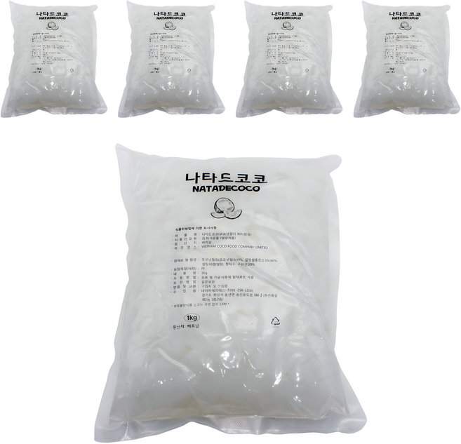 코코넛젤리 8mm 음료용, 1kg, 5개
