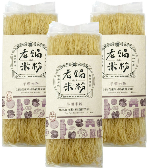 老鍋米粉 純米芋頭米粉, 200g, 3包