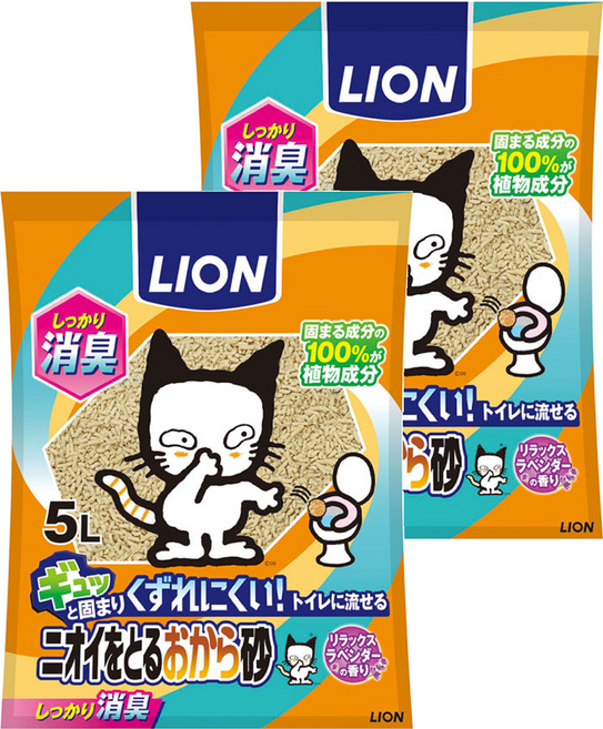 LION 獅王 除臭貓砂 豆腐砂, 5L, 2包