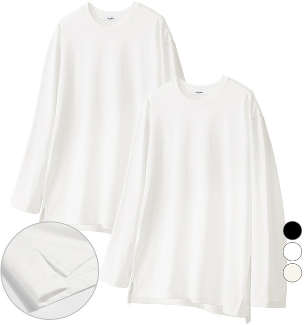 네이븐 20수 루즈핏 트임 레이어트 긴팔티 2장 SET NAB8T4