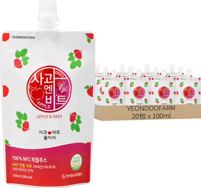 YEONDOOFARM 莊園好農 好農蘋果+甜菜汁, 100ml, 20包