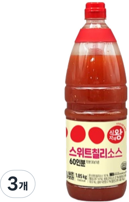 식자재왕 스위트칠리 소스, 3개, 1.85kg