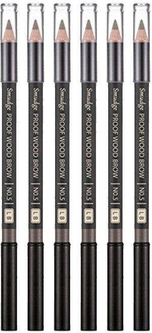 미샤 스머지프루프 우드 아이브로우 펜슬, 라이트 브라운, 6개