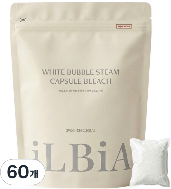 일비아 과탄산소다 화이트버블 스팀 캡슐 표백제, 13g, 30개입, 2개