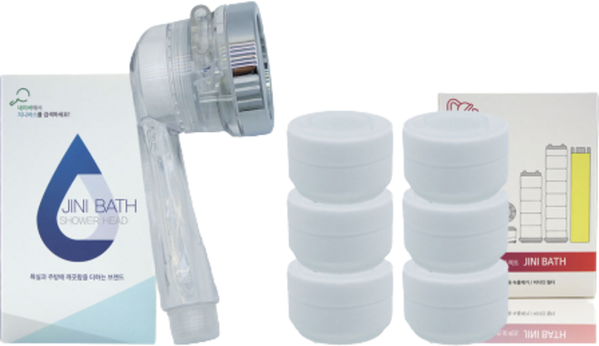 지니바스 주방용 퓨어 주방용 핸디형 헤드 + 주방용 필터 6p, 1세트