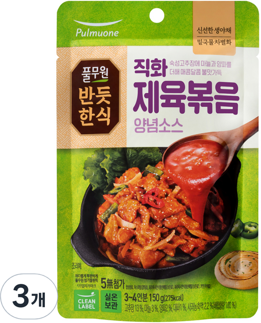 반듯한식 풀무원 직화 제육볶음 양념소스, 150g, 3개