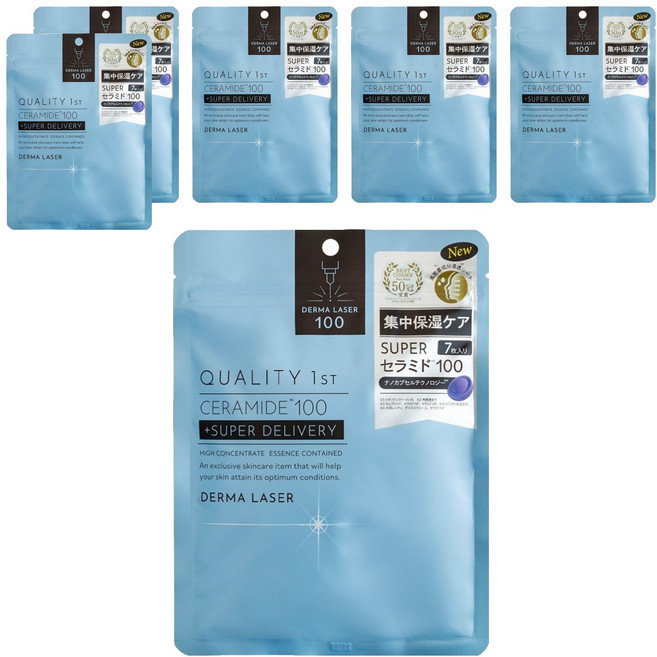 DERMA LASER Quality First 皇后面膜 神經醯胺保濕面膜 藍, 7片, 6包