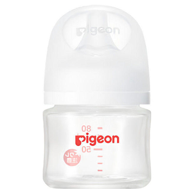 pigeon 貝親 母乳實感耐熱玻璃瓶 0個月以上, 80ml, 白色, 1個