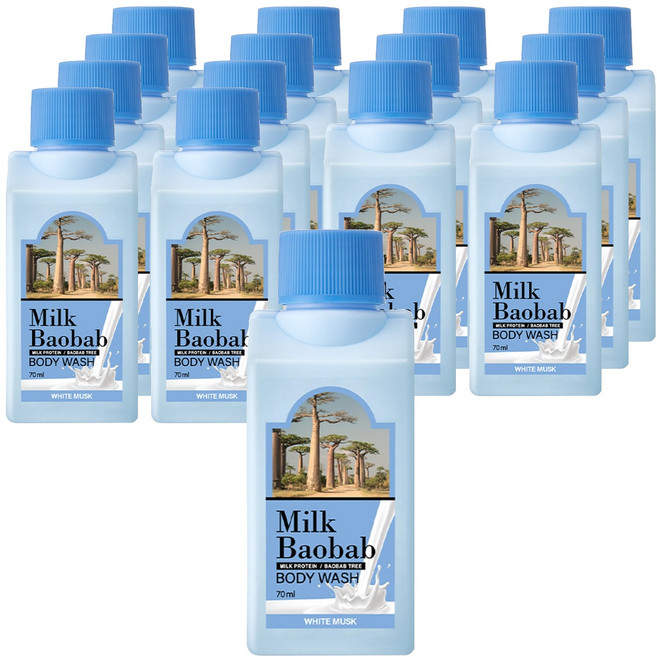 밀크바오밥 여행용 바디워시 화이트머스크, 70ml, 15개