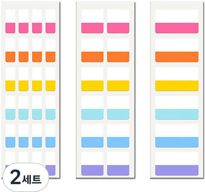 아이엔피 비비드 인덱스 접착 메모 스티커 소 + 중 + 대, 2세트