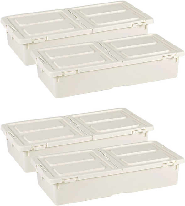 하우스레시피 팬물산 틈새 언더베드 리빙박스, 아이보리, 40L, 4개