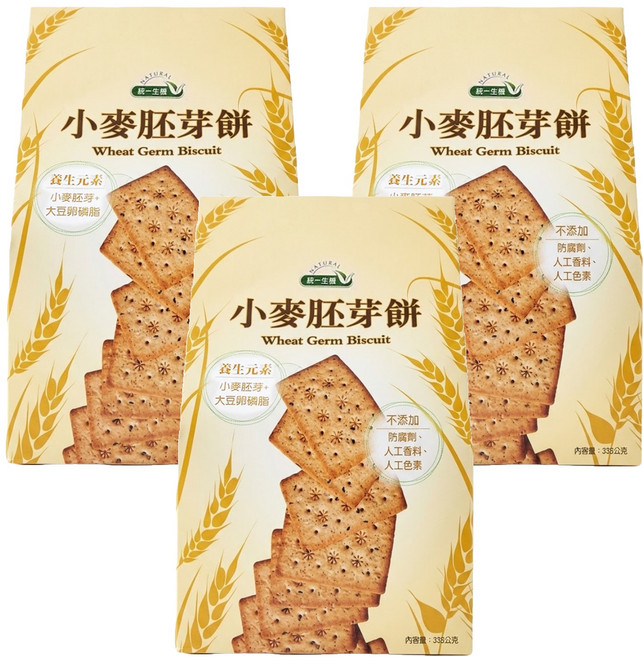 統一生機 小麥胚芽餅, 336g, 3包