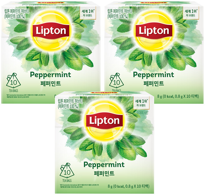 립톤 허브티 페퍼민트, 800mg, 10개입, 3개