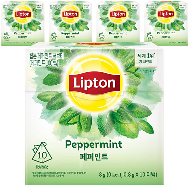 립톤 허브티 페퍼민트, 800mg, 10개입, 5개