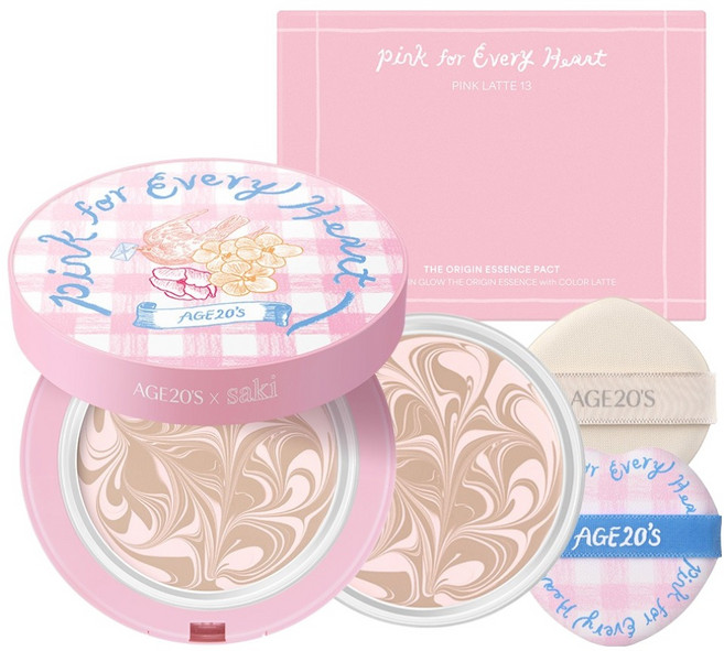 AGE20'S Pink for Every Heart 限定版 The Origin 精華氣墊粉餅組, 粉紅拿鐵 13號, 1個
