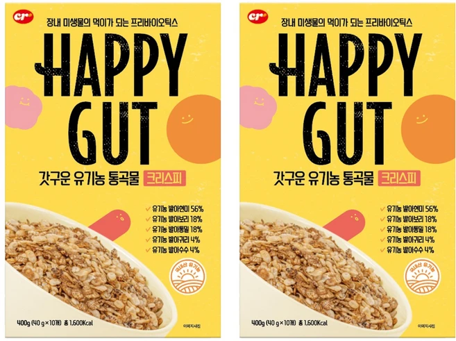 씨알로 해피갓 갓구운 유기농 통곡물 시리얼 10p, 400g, 2개 - 쿠팡