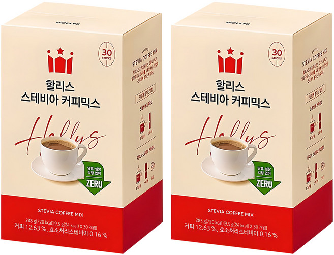 할리스 스테비아 커피믹스, 9.5g, 30개입, 2개