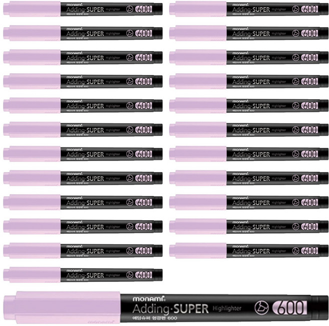 모나미 에딩슈퍼 600 파스텔 형광펜, 파스텔 퍼플, 24개입