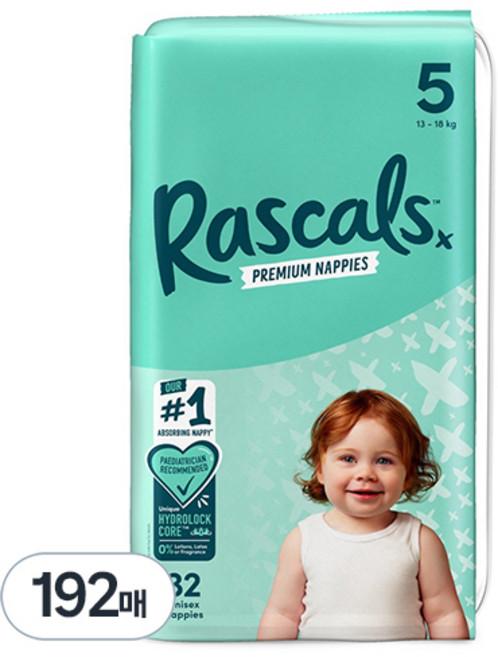 라스칼프렌즈 프리미엄 밴드형 기저귀, 192매, 5단계