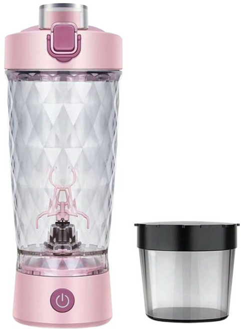 TAILI 太力 炫彩電動運動蛋白粉咖啡攪拌杯 附粉盒 650ml, 粉色, ZH90