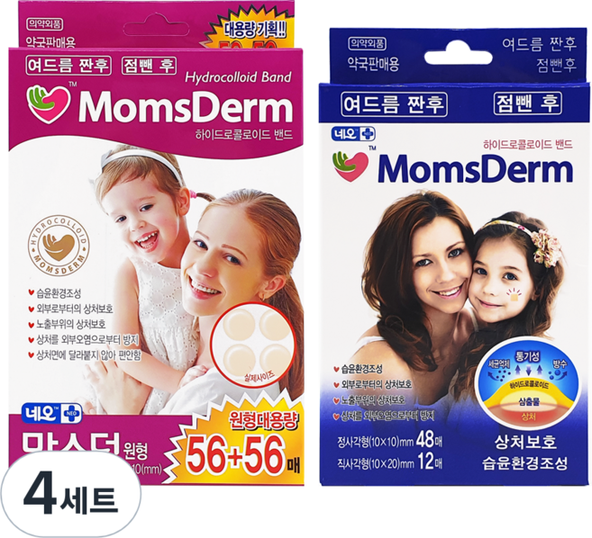 네오 맘스덤 스팟패치 원형 대용량 112p + 네모 혼합 60p 세트, 4세트