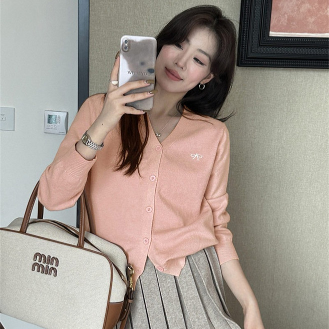 앤드스타일 여성용 발렛 브이리본 니트 긴팔 가디건 264291